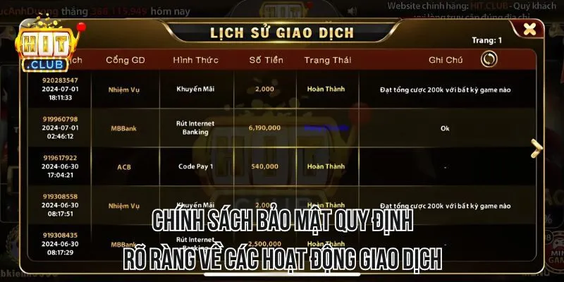 Chính sách bảo mật quy định rõ ràng về các hoạt động giao dịch Chính sách bảo mật quy định rõ ràng về các hoạt động giao dịch