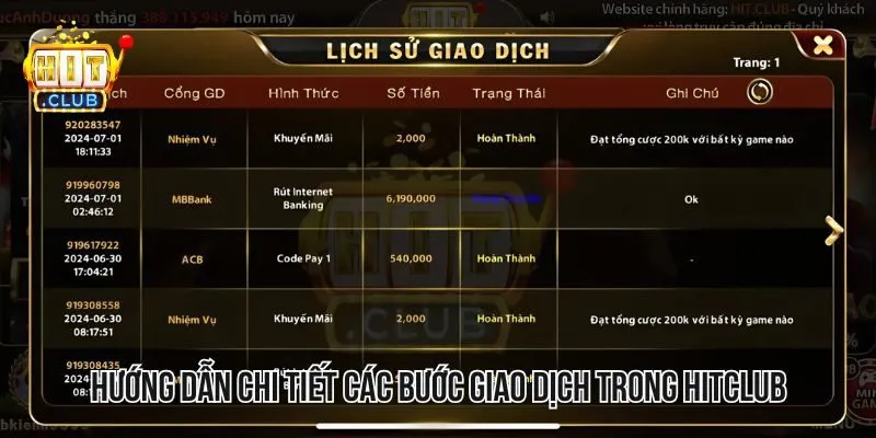 Hướng dẫn chi tiết các bước giao dịch trong HITCLUB Hướng dẫn chi tiết các bước giao dịch trong HITCLUB