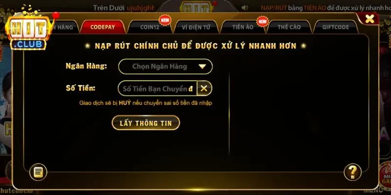 Nạp tại quầy ngân hàng chỉ với 3 bước thực hiện Nạp tại quầy ngân hàng chỉ với 3 bước thực hiện