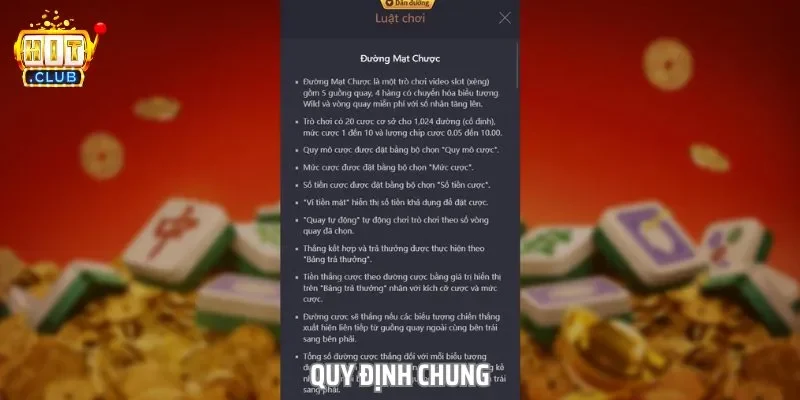 Quy định chung được thiết lập trong game Slots Đường Mạt Chược Quy định chung được thiết lập trong game Slots Đường Mạt Chược